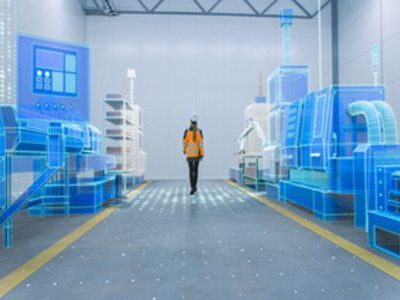 Manufacturing employee envisioning high tech solutions